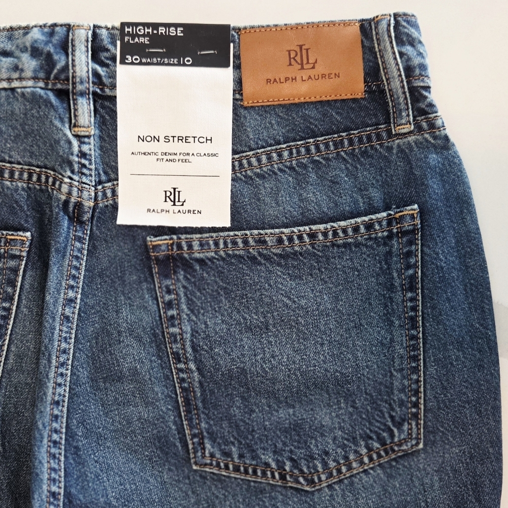 Lauren Ralph Lauren Dark Wash High Rise Flare Jeans Womens Size 10 - Picture 5 of 12